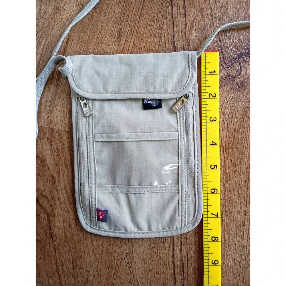 Lewis N. Clark RFID Neck Wallet Passport Holder Beige
